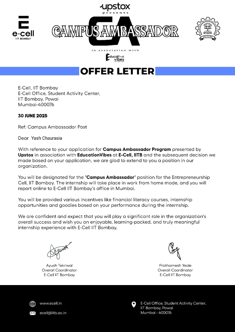 IIT Bombay Offer Letter
